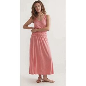 Marine Layer Juliet Slub Knit Maxi Dress Coral Size M Modal Lightweight Beach